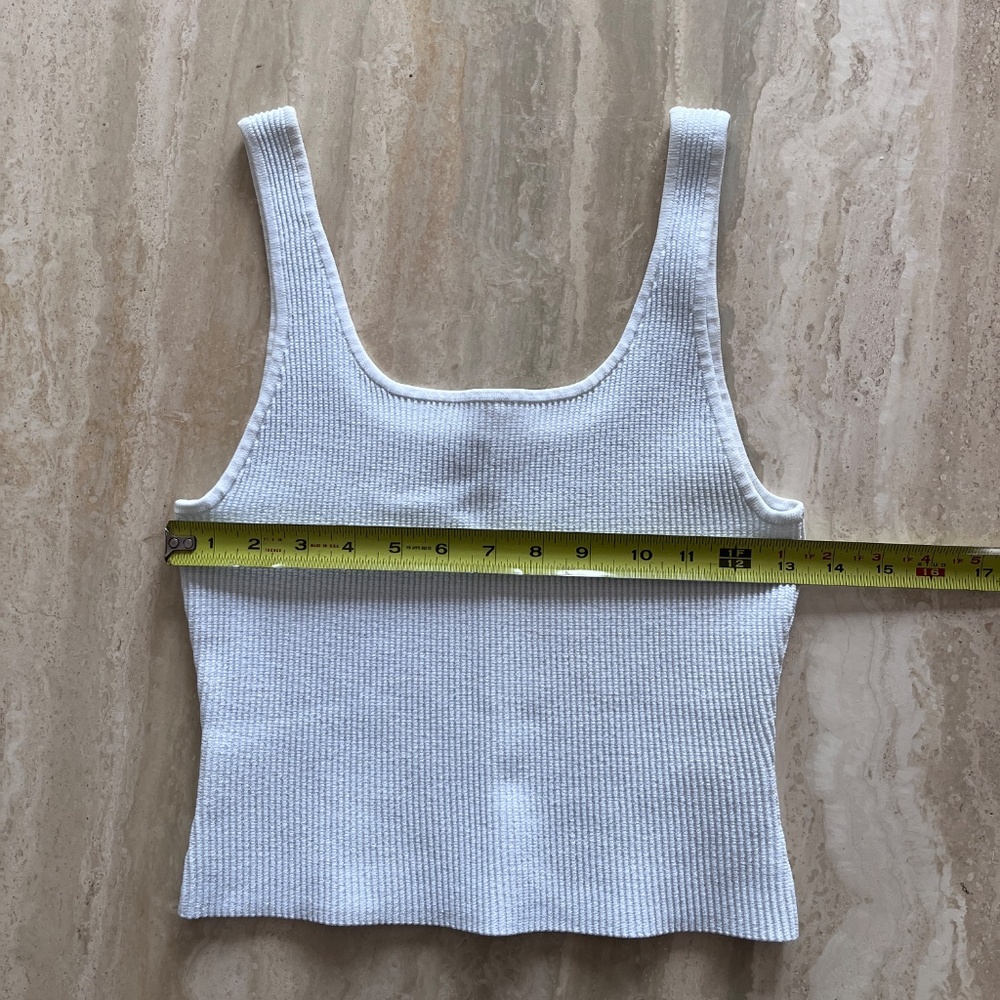 Quince White Ribbed Square-Neck Tank Top - Picture 4 of 8